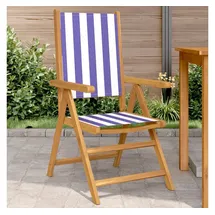 vidaXL Gartenstühle 2 Stk. Blau und Weiß Massivholz Akazie & Stoff