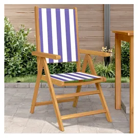 vidaXL Gartenstühle 2 Stk. Blau und Weiß Massivholz Akazie & Stoff