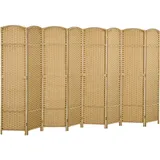 Homcom Paravent 8-teilig 320 x 170 cm Raumteiler Trennwand aus Kiefernholz Natur