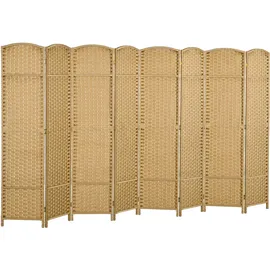 Homcom Paravent 8-teilig 320 x 170 cm Raumteiler Trennwand aus Kiefernholz Natur