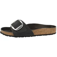Birkenstock Madrid Big Buckle geöltes Nubukleder Damen Sandale Sandaletten, Sommerschuhe, Badeschuhe, Riemchen, Schlappen schwarz 37 EU