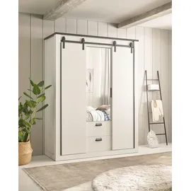 furn.design Kleiderschrank 3-türig 162 x 209 cm Pinie weiß anthrazit