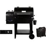 GEDA Grill Pelletsmoker 'Odin' 80°C - 265°C, Pelletgrill mit Direkt Feuer, Räucherofen inkl. Fleischsonde, ausklappbare Ablage, Smoker elektrisch ('ODIN 65', Controller Plus mit Wlan + Abdeckhaube)