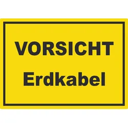 Vorsicht Erdkabel Aufkleber mit Text A6 (105x148mm)