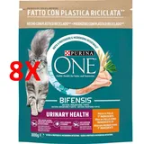 8 X Purina One Cat Urinary Healt Pollo & Frumento Busta 800 Grammi