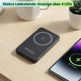 ideoon MagSafe Powerbank 5000 mAh, 15W Qi - Hochwertige kompakte Wireless Power Bank – Schnelles Laden Quick Charge für iPhone & Android – Mobiler