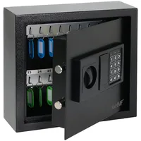 HMF Schlüsseltresor Zahlencode, Schlüsselsafe Elektronikschloss 30 Haken 30 x 28 x 10 cm Schwarz