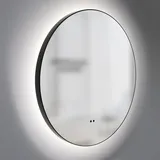 Talos LED Badspiegel Rund CESA Shine in matt Schwarz Ø60 cm - umlaufendes hinterleuchtetes Raumlicht in Neutralweiß - feuchtraumgeeignet durch