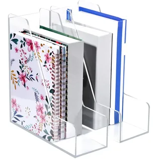Lnrueg Zeitschriftenhalter, transparent, Acryl, Schreibtisch-Organizer, vertikaler Zeitschriftenhalter für Zuhause und Büro, 2 Stück