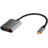 Logilink CUA0103 - USB 3.2 Gen 1-HDMI Adapterkabel 4K/60 Hz, Alu, schwarz/grau, 0,15 m