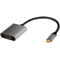 Logilink CUA0103 USB 3.2 Gen 1-HDMI Adapterkabel 4K/60 Hz, Alu, schwarz/grau, 0,15 m