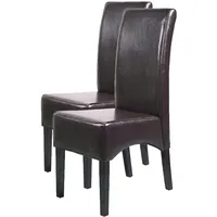 Mendler 2er-Set Esszimmerstuhl Küchenstuhl Stuhl Latina, LEDER ~ braun,