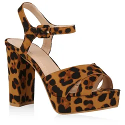 Damen Plateau Sandaletten in Leopard
