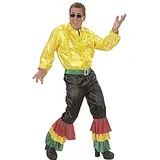 WIDMANN Herren Kostüm Satin Hose schwarz mit 3 Farben Pailletten Gürtel Medium für 70er Jahre Travolta Night Fever Mottoparty