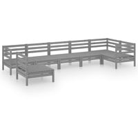 vidaXL 7-tlg Garten-Lounge-Set Massivholz Kiefer Grau