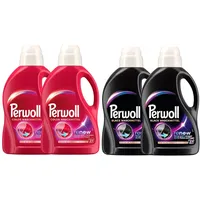 PERWOLL Flüssig-Set 4x 27 Waschladungen (108WL) 2x Black & 2x Color, Feinwaschmittel-Set reinigt sanft und erneuert Farben und Fasern, Waschmittel mit Dreifach-Renew-Technologie