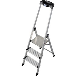 KRAUSE Stufen-Stehleiter »MONTO Safety PlusLine«, 3 Sprossen, Aluminium - silberfarben
