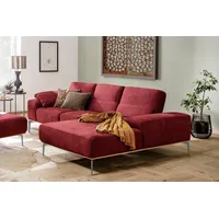 W.SCHILLIG Ecksofa run, Designsofa mit tollem Sitzkomfort, bequem, L-Form, mit elegantem Holzsockel, Füße in Silber matt, Breite 279 cm rot