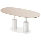 designimpex Couchtisch Design HBL-111 stufenlos höhenverstellbar ausziehbar oval braun