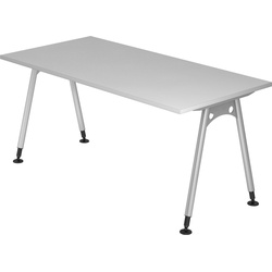 bümö Schreibtisch Schreibtisch Serie-A, Rechteck: 160 x 80 cm – Dekor: Grau grau