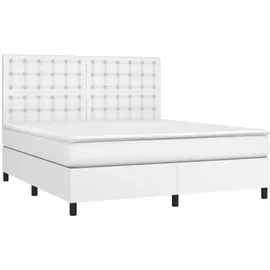 vidaXL Boxspringbett mit Matratze & LED Weiß 180x200 cm Kunstleder