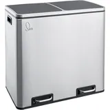 SVITA Mülleimer 48 Liter (2x24L), Treteimer, silber TM2X24