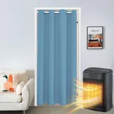 SK Studio Türvorhang Blickdicht Thermo Gardinen Vorhang mit Ösen Thermovorhang Kälteschut Wärmeisolierend für Schlafzimmer Tür Schrank Vorhang Hellblau, 132x213cm
