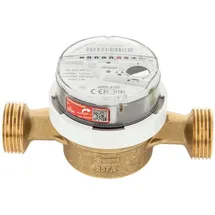 tecuro Wasserzähler mit Baulänge 130 mm, Q3 4,0 m3/h, Dn20, 1 Zoll Außengewinde, bis 90°C, DVGW, Wras, 6 Jahre Eichlaufzeit