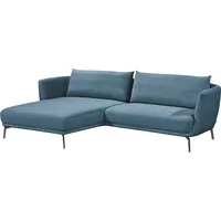 Ecksofa SCHÖNER WOHNEN-KOLLEKTION "Pearl - 5 Jahre Hersteller-Garantie, auch in Bouclé L-Form" Sofas Gr. B/H/T: 270cm x 71cm x 160cm, Velours, Longchair links, blau (blaugrau) Maße (BHT): 27071160 cm, Füße Metall