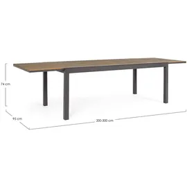 BIZZOTTO Elias Gartentisch 200-300 x 95 x 74 cm Anthrazit