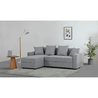 otto home Ecksofa KILLAM, 217 cm, L-Form, mit Schlaffunktion u. Bettkasten, Schlaffunktion u. Bettkasten, links/rechts, Cord und Webstoff grau