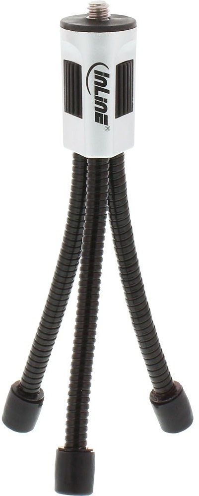 Mini-Stativ, 120mm, flexible Metallfüße mit Gummikappen, silber/schwarz