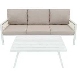 MONSTER SHOP Gartenmöbel Set 4-teilig Loungeset weiß