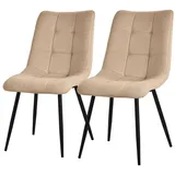 ML DESIGN modern liv 2er Esszimmerstühle Set Küchenstuhl Wohnzimmerstuhl Stuhl Polsterstuhl Hellbraun