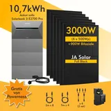 Powerness® Balkonkraftwerk mit Speicher, Anker SOLIX Solarbank 3 E2700 Pro mit 3x SOLIX Solarbank 2 BP2700 Erweiterungsakku und JA Solar 3000W Module