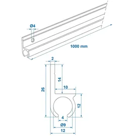 PRO PLUS ProPlus 758068V01BK Zeltschiene schwarz 180 Grad für Keder 7–8 mm Kederschiene