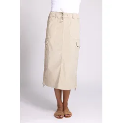 Cargorock ZHRILL "JIL", Damen, Gr. M, braun (mud), Web, Obermaterial: 67% Baumwolle, 30% Lyocell, 3% Elasthan, unifarben, casual, gerade 3/4-Länge, Röcke, mit Cargo-Taschen und Kordelzug