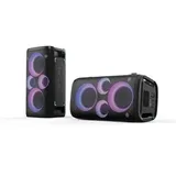 Hisense Party Rocker One, der Bluetooth-Lautsprecher mit Einer Leistung von 300 W, integrierter Tieftöner, Karaoke-Modus, integriertes kabelloses Ladepad, AUX-Eingang und Ausgang, USB