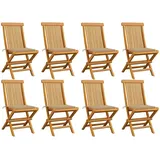 vidaXL Gartenstühle mit Beigen Kissen 8 Stk. Massivholz Teak