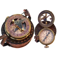 TUBAZ Sonnenuhr-Kompass aus Messing, schönes Geschenk mit Lederetui – Sonnenuhr – Steampunk-Accessoire – nautisches Geschenk – Hochzeitsgeschenke für Ihn – Sonnenuhruhr