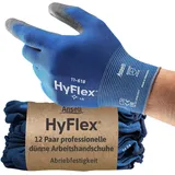 Ansell HyFlex 11-618 Mechaniker- Nylon Handschuhe, Abriebfeste Schutzhandschuhe mit PU-Beschichtung, Sicherheitshandschuhe für Präzisionsarbeiten, Touchscreen-Arbeitshandschuhe, 12 Paar, Gr. XL
