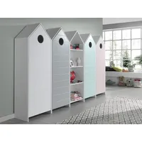 Vipack Kinderkleiderschrank CASAMI 4-türig grau-pink-weiß-mint