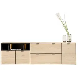 XOOON Elements Sideboard 3 Türen, 3 Nischen + LED Eiche 210x60 cm - Natural
