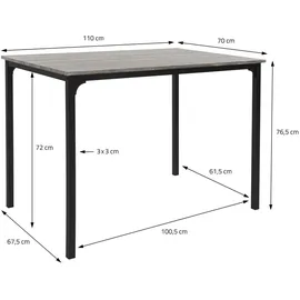 ML-Design Esstisch Set 4-teilig, Eiche-Grau, Esszimmertisch mit 2 Stühlen 1 Bank, Essgruppe für 4 Personen, Sitzgruppe Küchentisch Metallrahmen, Bartisch Set, Esszimmergruppe für Küche Esszimmer