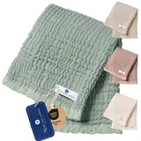 nordic coast company nordic coast company® Musselin Decke Baby Puckdecke Fransen Babydecke Musselin Mulltuch Pucktuch Spucktuch Musselin (Mint)