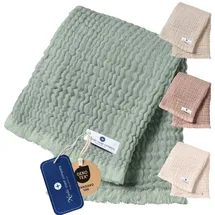 nordic coast company nordic coast company® Musselin Decke Baby Puckdecke Fransen Babydecke Musselin Mulltuch Pucktuch Spucktuch Musselin (Mint)