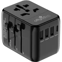Offgridtec Reiseadapter Universal Weltweit 3X USB-A und 1x USB-C Schwarz