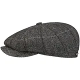 Stetson Hatteras Gallanger Wool Flatcap Klassisch Elegante Schirmmütze Made in EU Herren Herbst Winter grau-schwarz M (56-57 cm) - M