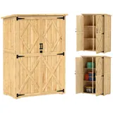 Outsunny - Gartenschrank Holz, Geräteschuppen mit Abschließbar Doppeltür Asphalt-Dach Ablage 116,5x57x167cm, wetterfest Geräteschrank, Gerätehaus