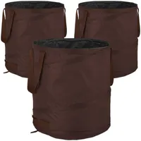 Relaxdays Laubsack 3er Set 85 l selbstaufstellend 47 x 46 cm braun